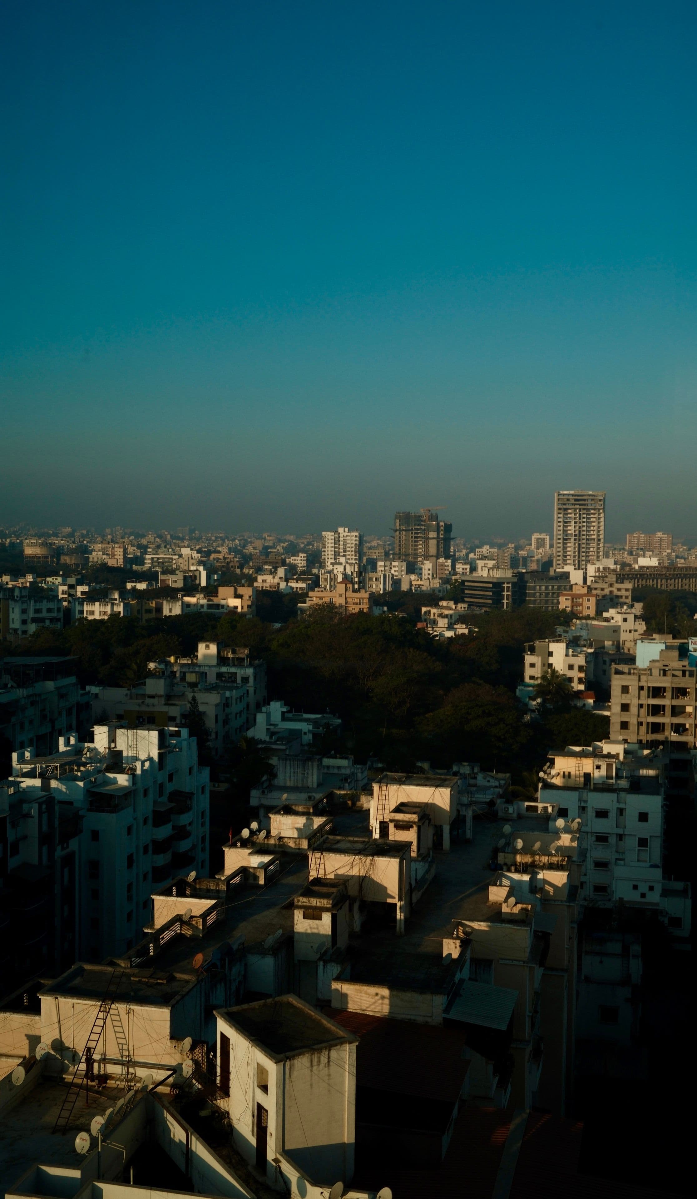 Urban sprawl at dusk